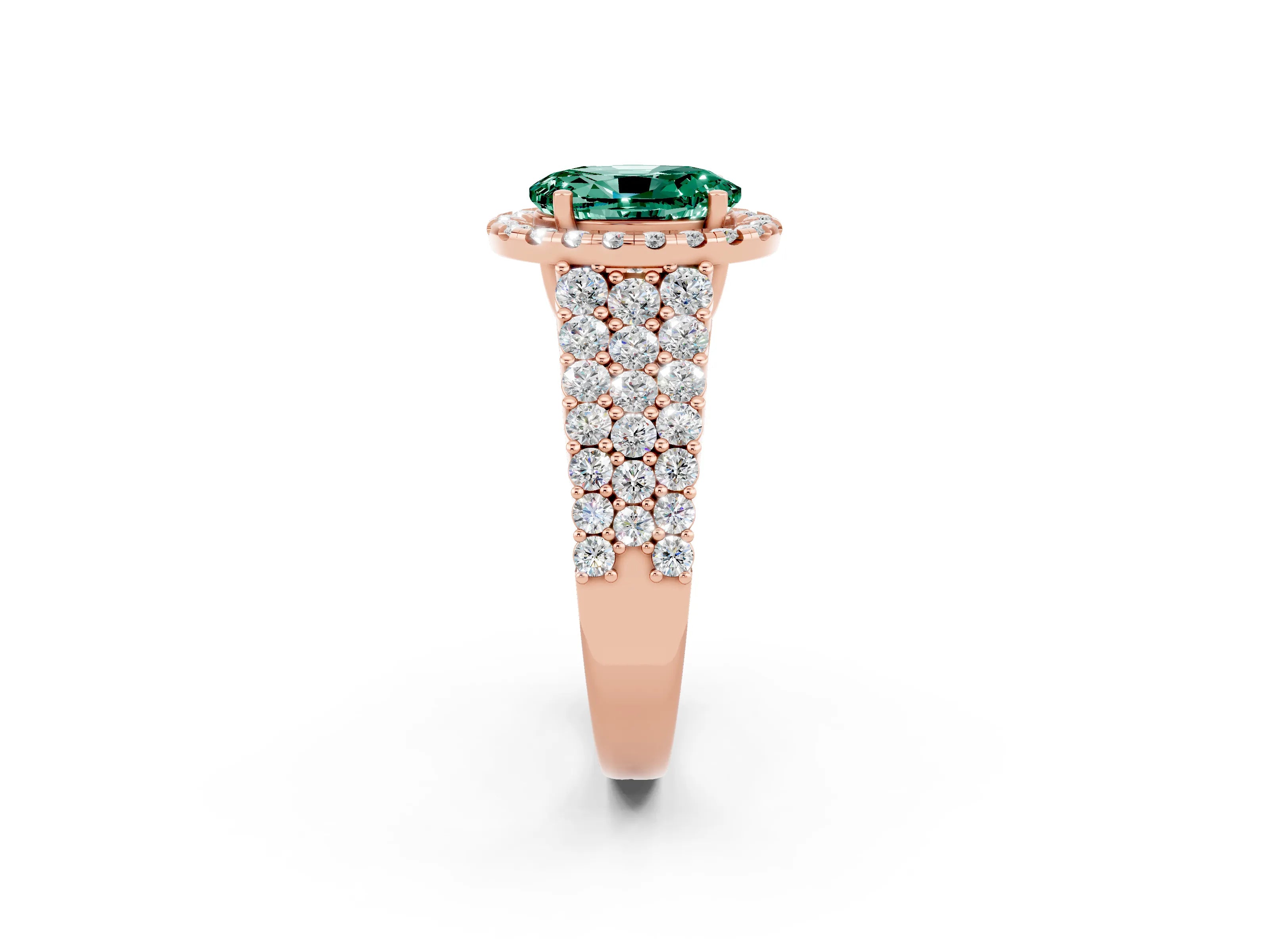 Rose gold Oval Cut Halo Pavé Diamond Engagement Ring with Split Shank and Four-Prong Setting_2
