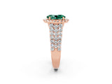 Rose gold Oval Cut Halo Pavé Diamond Engagement Ring with Split Shank and Four-Prong Setting_2