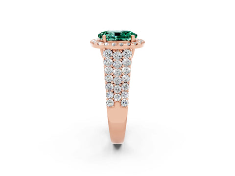 Rose gold Oval Cut Halo Pavé Diamond Engagement Ring with Split Shank and Four-Prong Setting_2