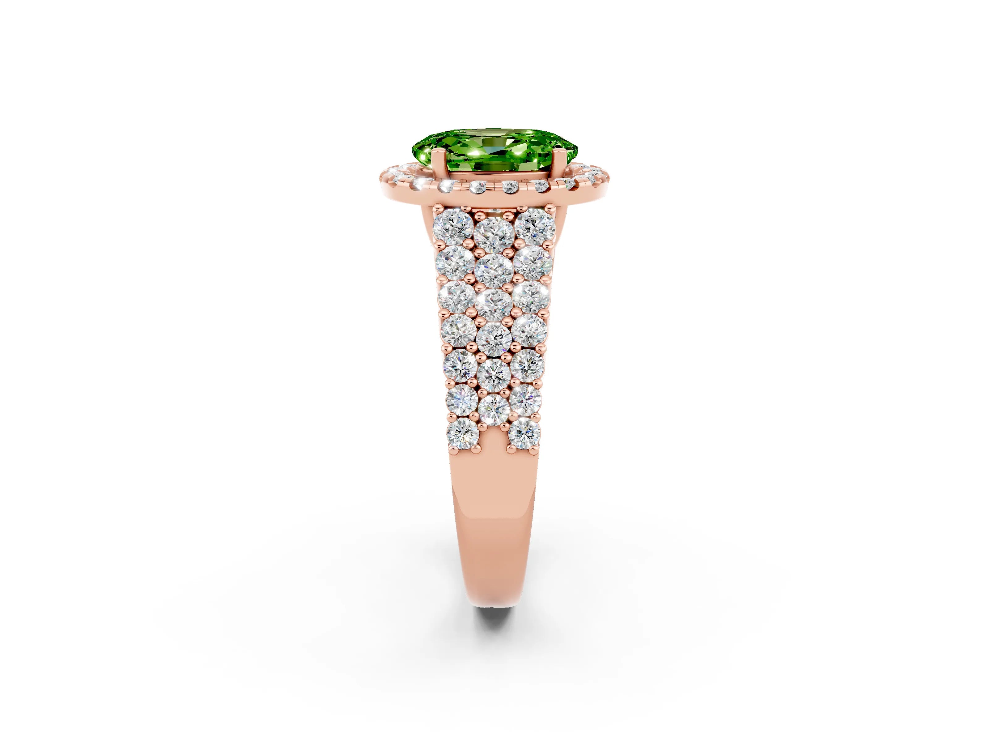 Rose gold Oval Cut Halo Pavé Diamond Engagement Ring with Split Shank and Four-Prong Setting_2