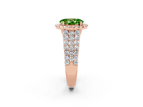 Rose gold Oval Cut Halo Pavé Diamond Engagement Ring with Split Shank and Four-Prong Setting_2