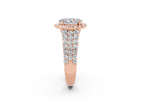 Rose gold Oval Cut Halo Pavé Diamond Engagement Ring with Split Shank and Four-Prong Setting_2