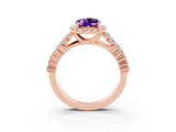 Rose gold Oval Cut Halo Pavé Diamond Engagement Ring with Split Shank and Four-Prong Setting_3