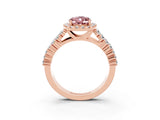 Rose gold Oval Cut Halo Pavé Diamond Engagement Ring with Split Shank and Four-Prong Setting_3