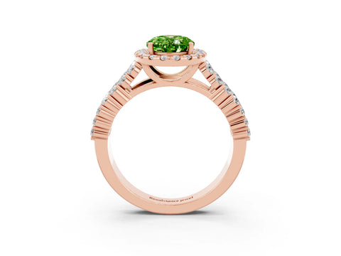 Rose gold Oval Cut Halo Pavé Diamond Engagement Ring with Split Shank and Four-Prong Setting_3