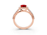 Rose gold Oval Cut Halo Pavé Diamond Engagement Ring with Split Shank and Four-Prong Setting_3