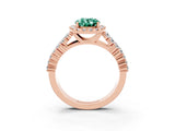 Rose gold Oval Cut Halo Pavé Diamond Engagement Ring with Split Shank and Four-Prong Setting_3