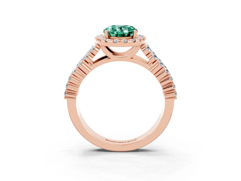 Rose gold Oval Cut Halo Pavé Diamond Engagement Ring with Split Shank and Four-Prong Setting_3