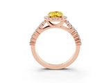 Rose gold Oval Cut Halo Pavé Diamond Engagement Ring with Split Shank and Four-Prong Setting_3