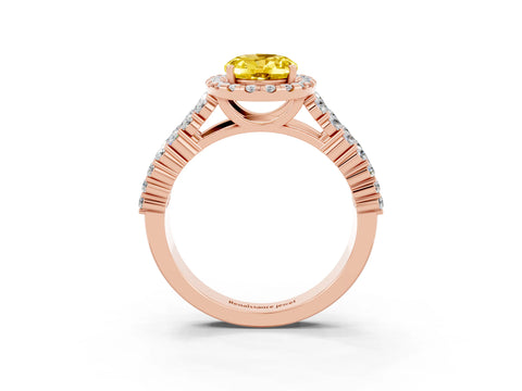 Rose gold Oval Cut Halo Pavé Diamond Engagement Ring with Split Shank and Four-Prong Setting_3