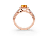 Rose gold Oval Cut Halo Pavé Diamond Engagement Ring with Split Shank and Four-Prong Setting_3