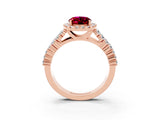 Rose gold Oval Cut Halo Pavé Diamond Engagement Ring with Split Shank and Four-Prong Setting_3