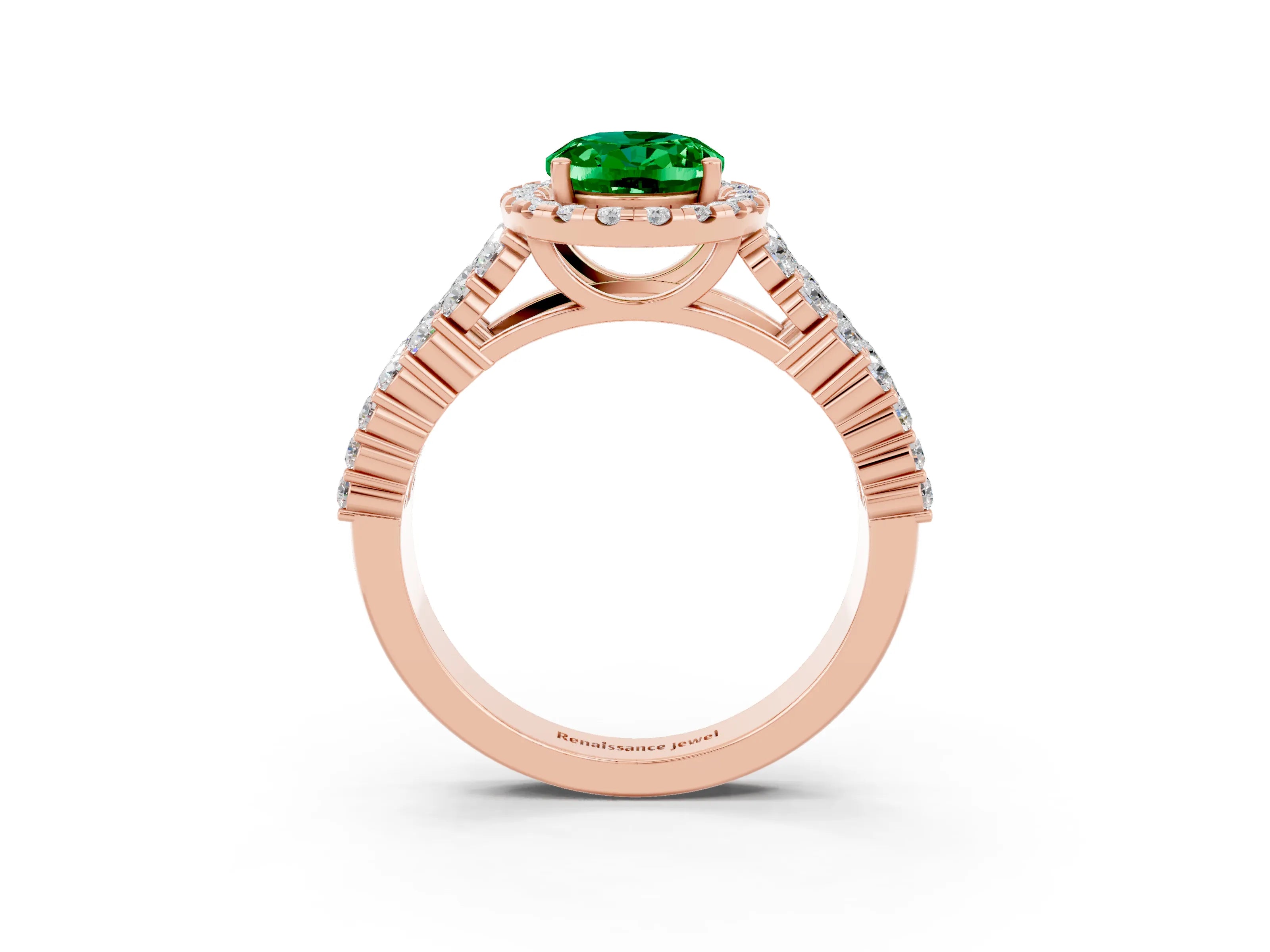 Rose gold Oval Cut Halo Pavé Diamond Engagement Ring with Split Shank and Four-Prong Setting_3