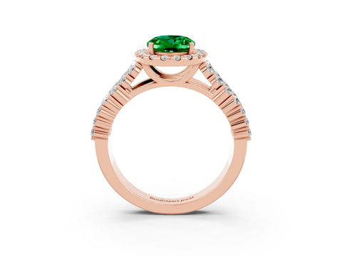 Rose gold Oval Cut Halo Pavé Diamond Engagement Ring with Split Shank and Four-Prong Setting_3