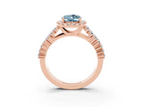 Rose gold Oval Cut Halo Pavé Diamond Engagement Ring with Split Shank and Four-Prong Setting_3