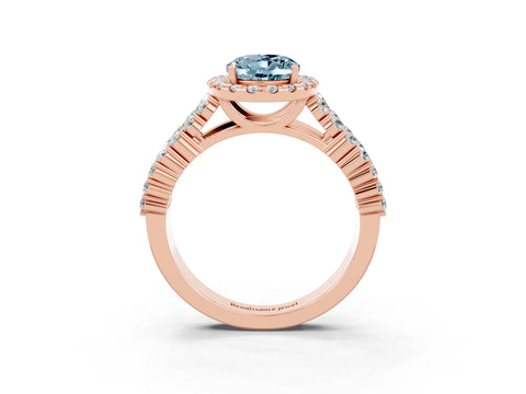 Rose gold Oval Cut Halo Pavé Diamond Engagement Ring with Split Shank and Four-Prong Setting_3