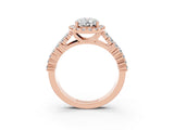 Rose gold Oval Cut Halo Pavé Diamond Engagement Ring with Split Shank and Four-Prong Setting_3