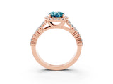 Rose gold Oval Cut Halo Pavé Diamond Engagement Ring with Split Shank and Four-Prong Setting_3