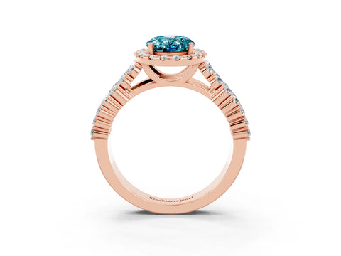 Rose gold Oval Cut Halo Pavé Diamond Engagement Ring with Split Shank and Four-Prong Setting_3