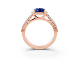 Rose gold Oval Cut Halo Pavé Diamond Engagement Ring with Split Shank and Four-Prong Setting_3