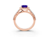 Rose gold Oval Cut Halo Pavé Diamond Engagement Ring with Split Shank and Four-Prong Setting_3