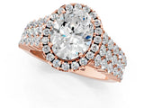 Rose gold Oval Cut Halo Pavé Diamond Engagement Ring with Split Shank and Four-Prong Setting_4