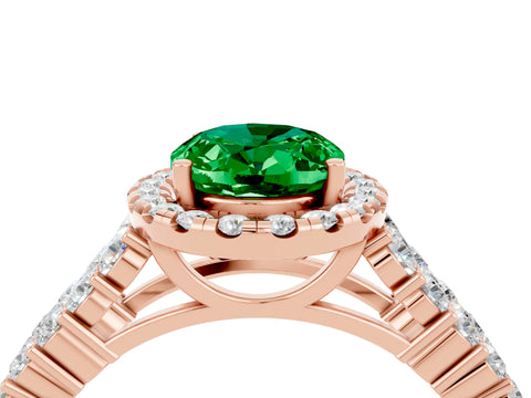 Rose gold Oval Cut Halo Pavé Diamond Engagement Ring with Split Shank and Four-Prong Setting_4
