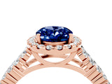 Rose gold Oval Cut Halo Pavé Diamond Engagement Ring with Split Shank and Four-Prong Setting_4