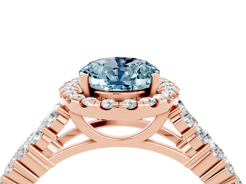 Rose gold Oval Cut Halo Pavé Diamond Engagement Ring with Split Shank and Four-Prong Setting_4
