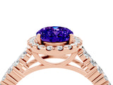 Rose gold Oval Cut Halo Pavé Diamond Engagement Ring with Split Shank and Four-Prong Setting_4