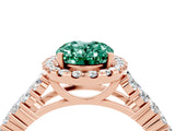 Rose gold Oval Cut Halo Pavé Diamond Engagement Ring with Split Shank and Four-Prong Setting_4