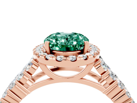 Rose gold Oval Cut Halo Pavé Diamond Engagement Ring with Split Shank and Four-Prong Setting_4