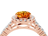 Rose gold Oval Cut Halo Pavé Diamond Engagement Ring with Split Shank and Four-Prong Setting_4