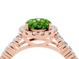 Rose gold Oval Cut Halo Pavé Diamond Engagement Ring with Split Shank and Four-Prong Setting_4