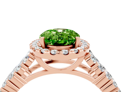 Rose gold Oval Cut Halo Pavé Diamond Engagement Ring with Split Shank and Four-Prong Setting_4