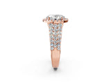 Rose gold Oval Cut Halo Pavé Diamond Engagement Ring with Split Shank and Four-Prong Setting_5