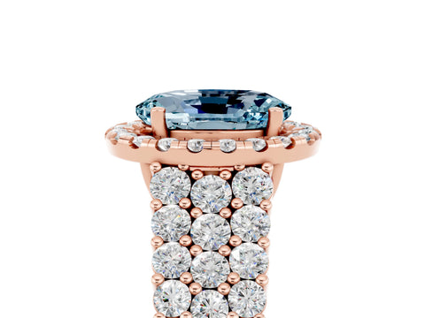 Rose gold Oval Cut Halo Pavé Diamond Engagement Ring with Split Shank and Four-Prong Setting_5