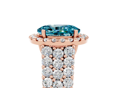 Rose gold Oval Cut Halo Pavé Diamond Engagement Ring with Split Shank and Four-Prong Setting_5