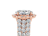 Rose gold Oval Cut Halo Pavé Diamond Engagement Ring with Split Shank and Four-Prong Setting_5