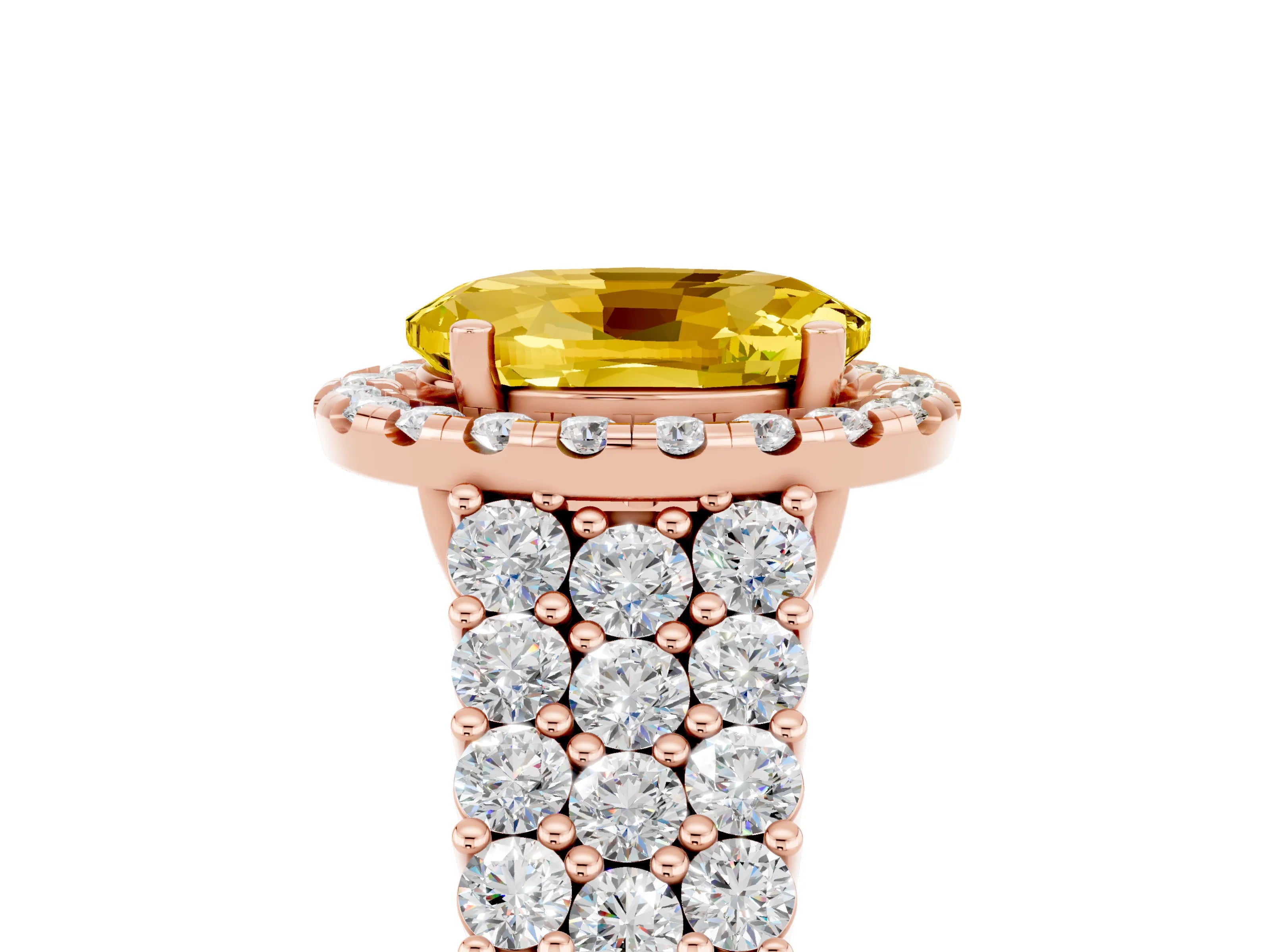 Rose gold Oval Cut Halo Pavé Diamond Engagement Ring with Split Shank and Four-Prong Setting_5
