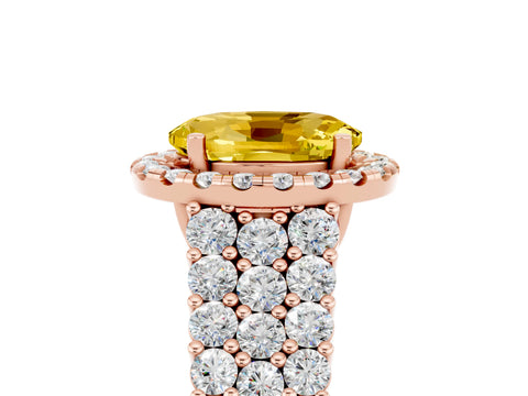 Rose gold Oval Cut Halo Pavé Diamond Engagement Ring with Split Shank and Four-Prong Setting_5