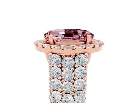 Rose gold Oval Cut Halo Pavé Diamond Engagement Ring with Split Shank and Four-Prong Setting_5