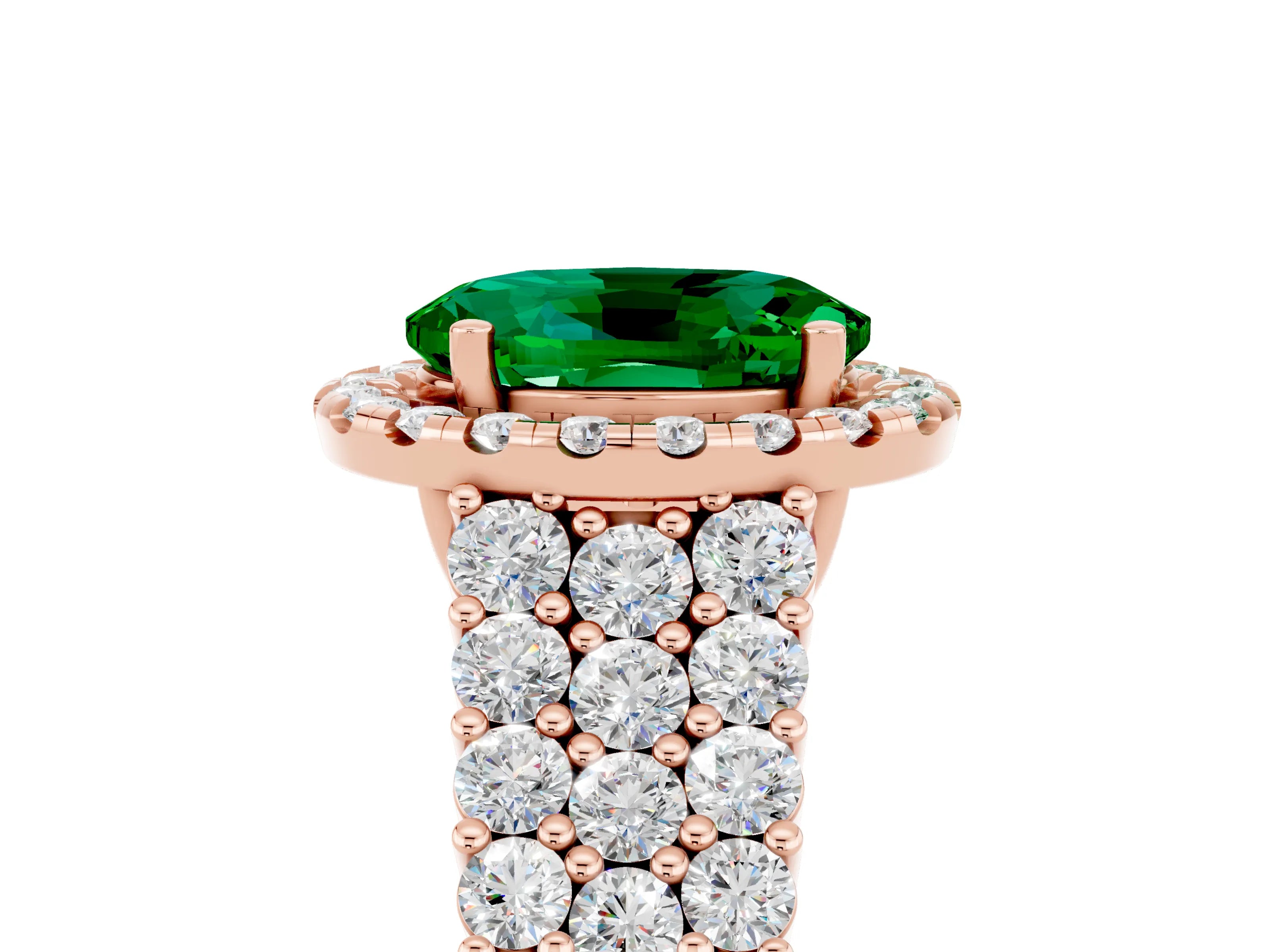 Rose gold Oval Cut Halo Pavé Diamond Engagement Ring with Split Shank and Four-Prong Setting_5