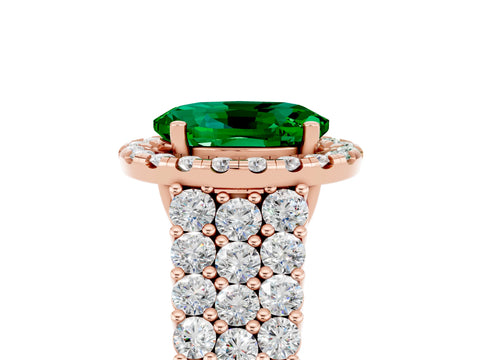 Rose gold Oval Cut Halo Pavé Diamond Engagement Ring with Split Shank and Four-Prong Setting_5