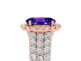 Rose gold Oval Cut Halo Pavé Diamond Engagement Ring with Split Shank and Four-Prong Setting_5