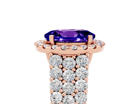 Rose gold Oval Cut Halo Pavé Diamond Engagement Ring with Split Shank and Four-Prong Setting_5