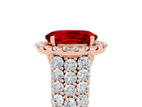 Rose gold Oval Cut Halo Pavé Diamond Engagement Ring with Split Shank and Four-Prong Setting_5