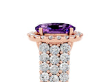 Rose gold Oval Cut Halo Pavé Diamond Engagement Ring with Split Shank and Four-Prong Setting_5