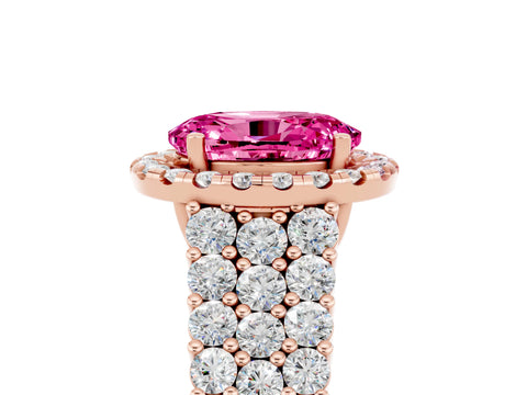 Rose gold Oval Cut Halo Pavé Diamond Engagement Ring with Split Shank and Four-Prong Setting_5