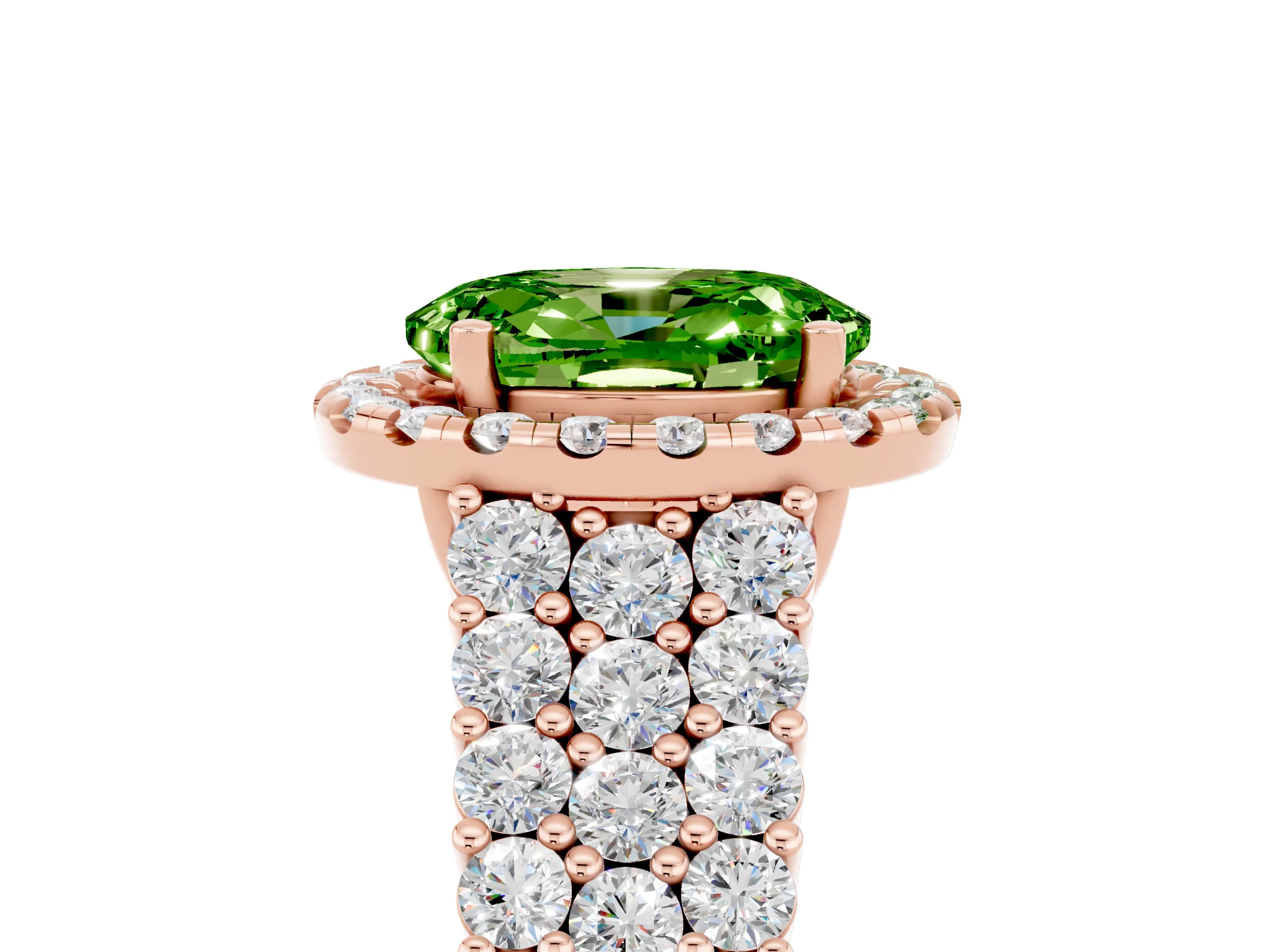 Rose gold Oval Cut Halo Pavé Diamond Engagement Ring with Split Shank and Four-Prong Setting_5